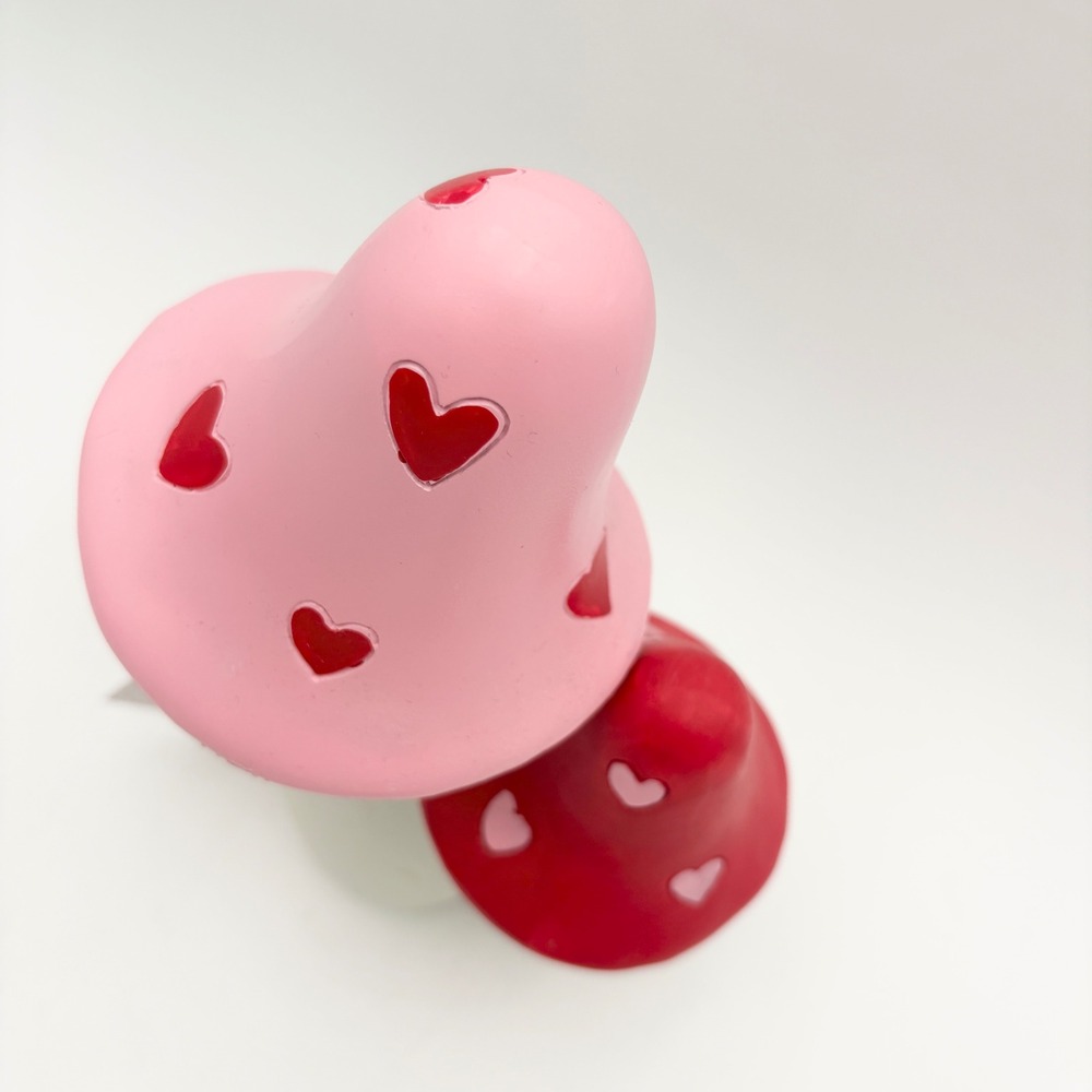 Cupcakes and Cashmere Pink Red Heart Valentine Mushroom Decor Figurine - Picture 3 of 7